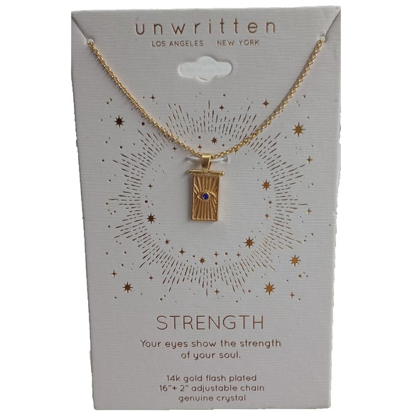 Unwritten Jewelry - Unwritten Strength Necklace 14K Gold Flash‎ Plated Evil Eye Pendant 16"+2" New